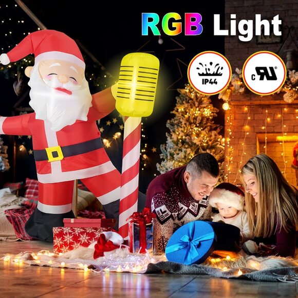 6FT Inflatable Singing Santa with Microphone for Christmas Yard Party Decor - Picture 2 of 7